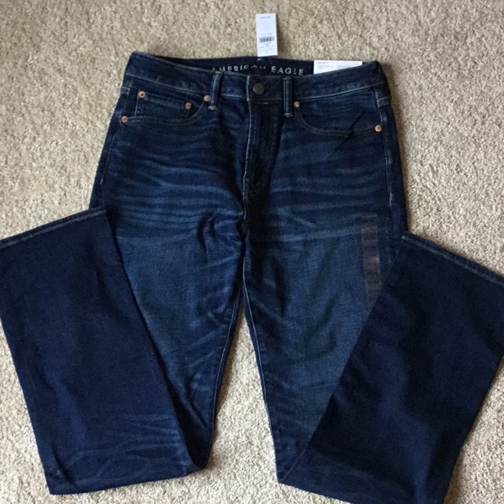 American Eagle AE Airflex+ Relaxed Straight Dark Indigo Jean NWT 31x34